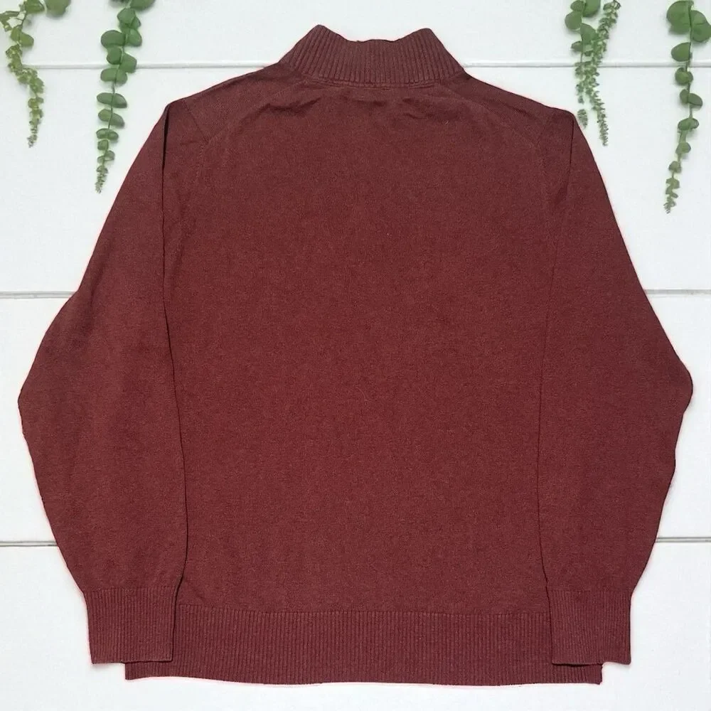 Eddie Bauer Men’s XLT 1/4 Zip Sweater Maroon Cotton Cashmere Pullover - Picture 4 of 6
